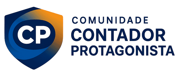 Imagem de logo do Contador Protagonista, destaque para a marca e identidade visual.